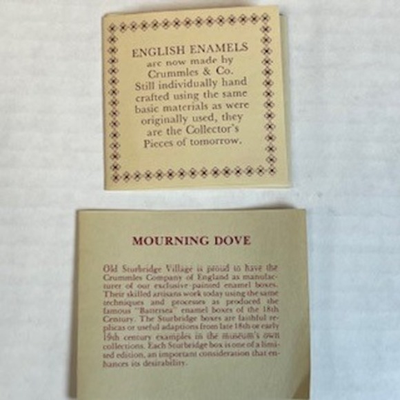 Crummles English Enamels Mourning Dove Trinket Box My Love Ill Treat With Kisses - Picture 7 of 9